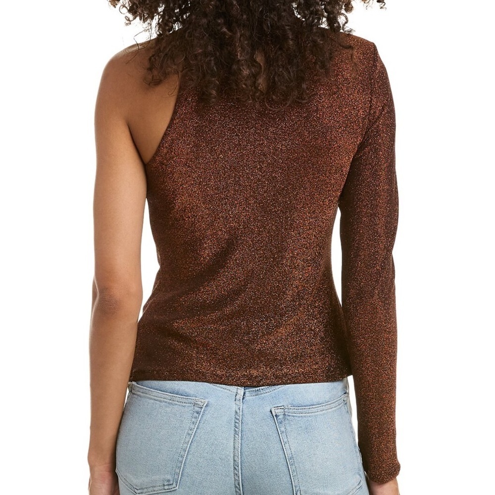 NICHOLAS Metallic Brown One-Shoulder Top